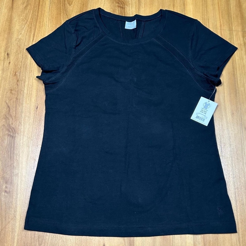 Danskin Now Women's Black Short Sleeve Top - Picture 6 of 9
